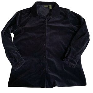 LL Bean Navy Velvet Long Sleeve L.L. Bean Button Up Size 1X